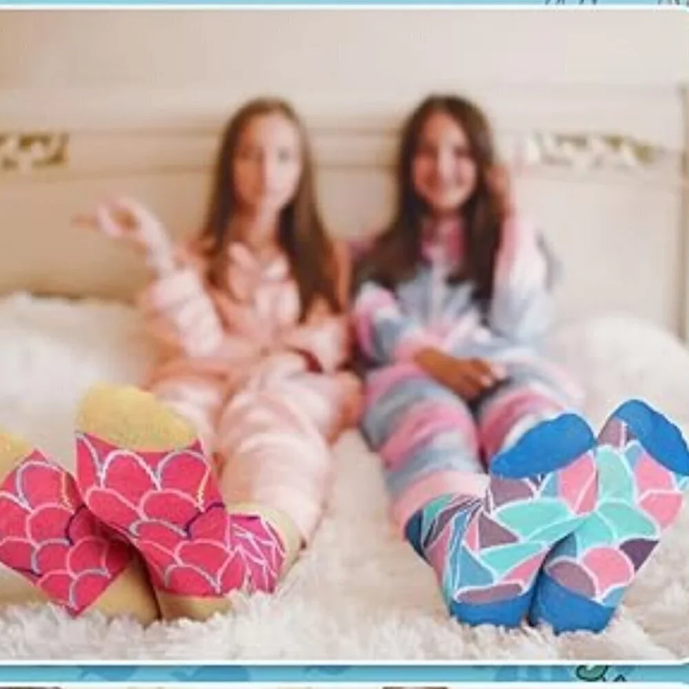 Mermaid Crew Socks Girls Size Large 9 14 Years 8 Pair